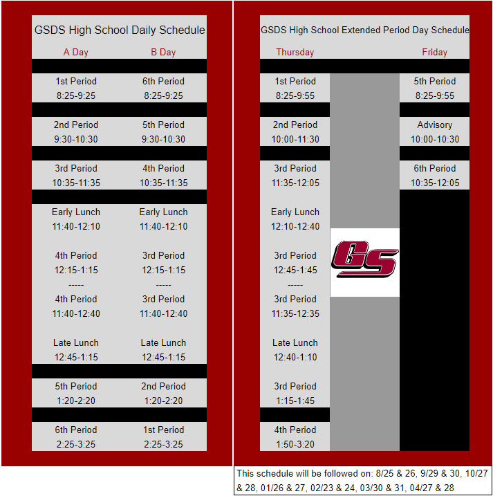 High School Bell Schedule