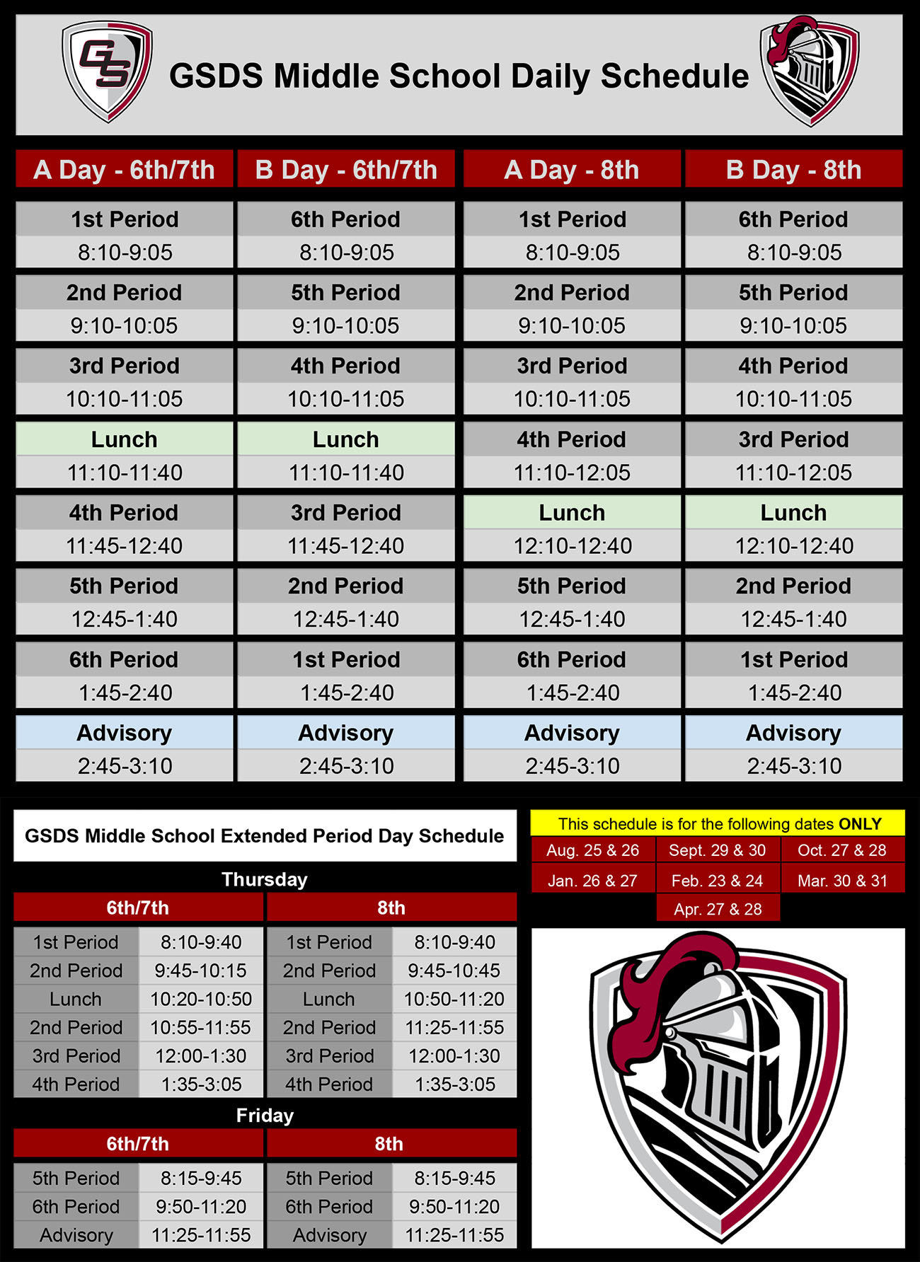 Middle School Bell Schedule