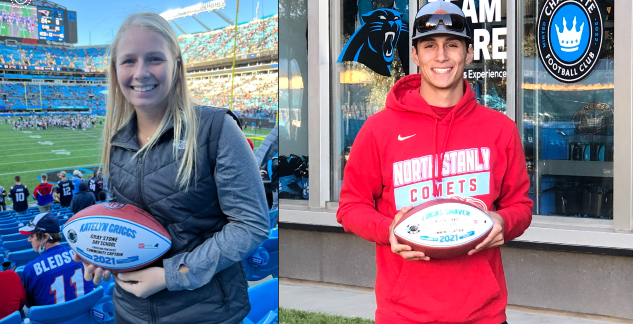 Gray Stone's Katelyn Griggs (left) and North Stanly's Luke Shaver were honored by the NFL's Carolina Panthers as Community Captains.