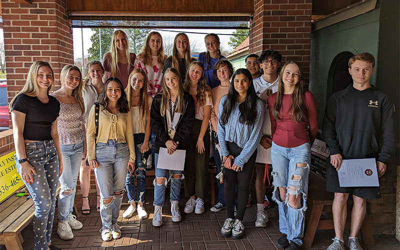 Spanish Honor Society celebrating its induction ceremony at Jalapenos restaurant